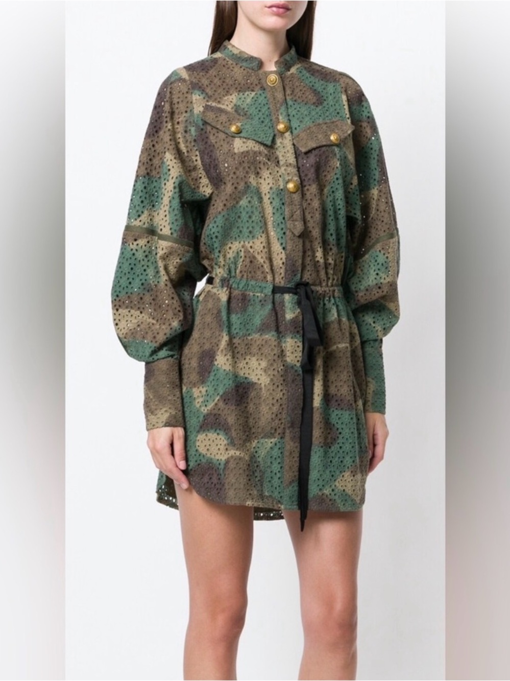 Zadig & Voltaire Camouflage Eyelet Drawstring Jacket - Green & Brown
